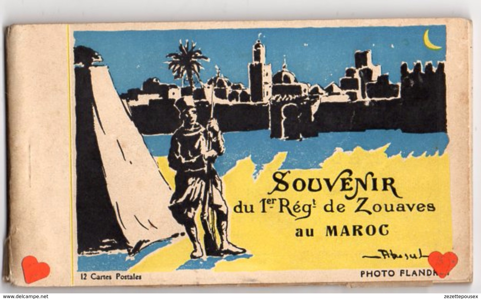 38755-ZE-MAROC-SOUVENIR Du 1er Régt De Zouaves Au Maroc----------carnet Album De 12 CP Brunes - Autres & Non Classés