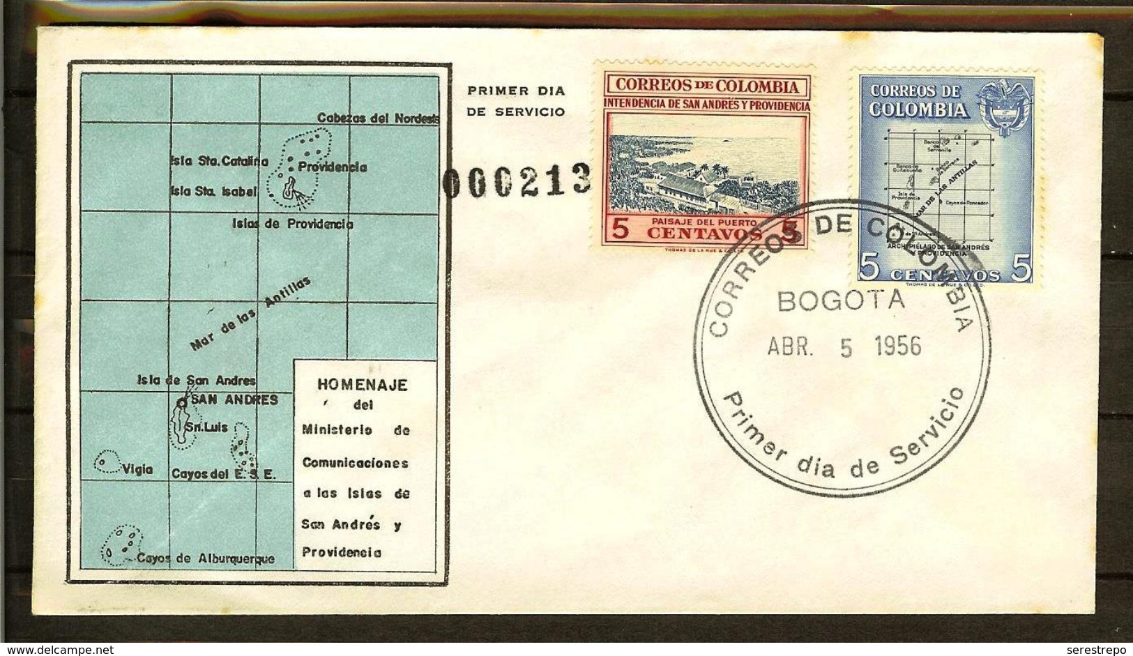 COLOMBIA 1956.04.05 [839&841-1] F.D.C.: Departamentos De Colombia, Intendencia De San Andrés Y Providencia. (1) - Colombia