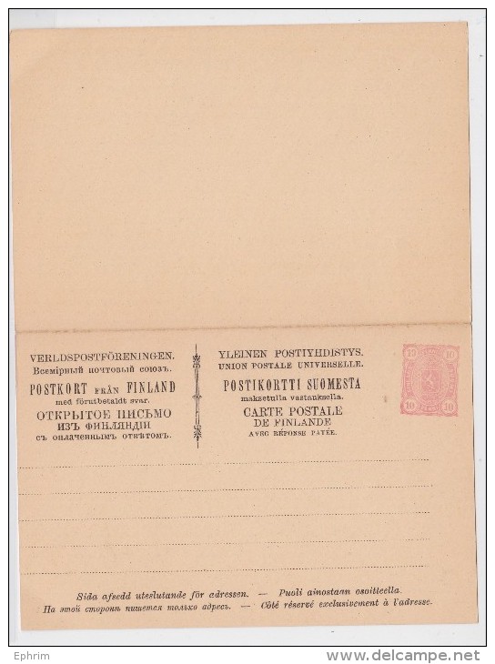 FINLANDE - SUOMI - ENTIER POSTAL - POSTKORT FRAN FINLAND POSTIKORTTI SUOMESTA 10 PENNI - MINT POSTAL STATIONERY CARD TTB - Interi Postali