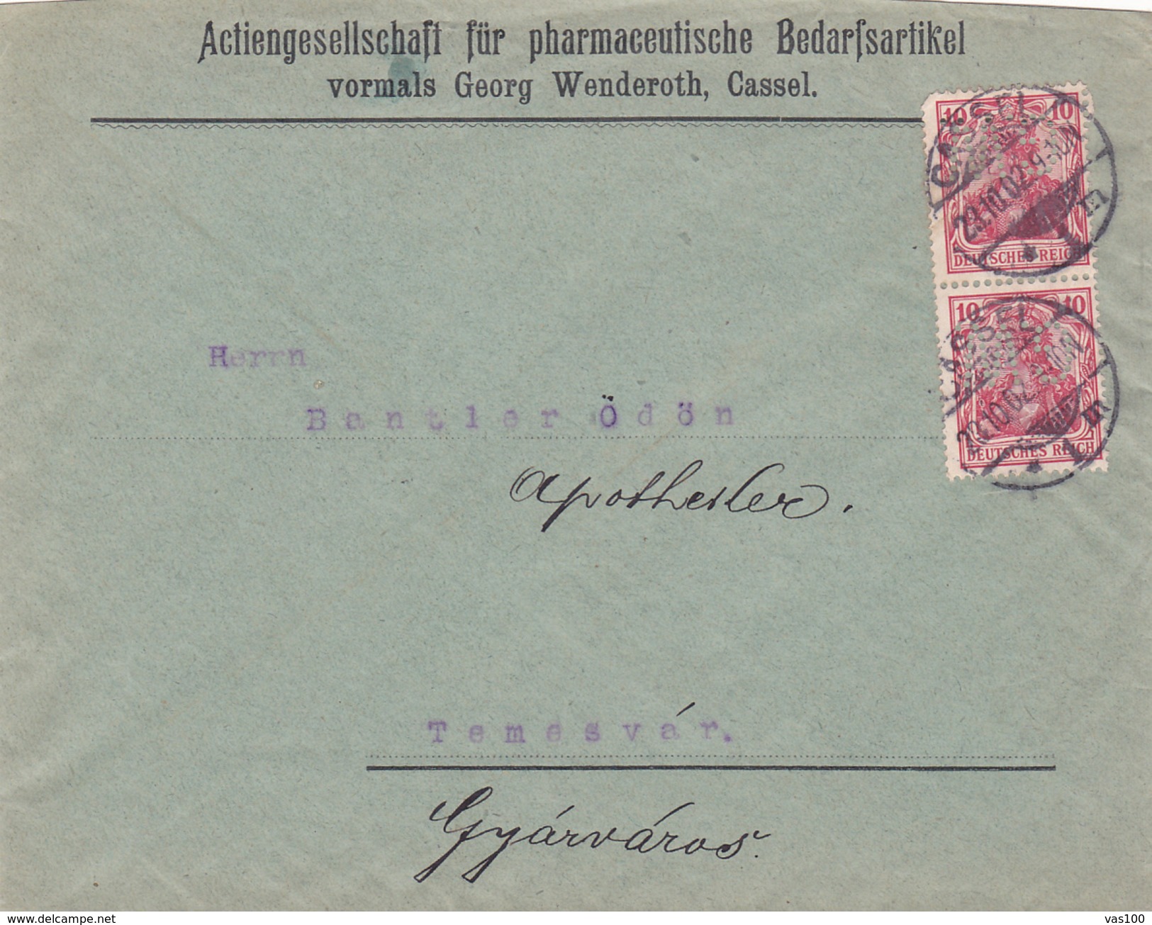 PHARMACY,PERFORED,PERFORES,PERFIN,1901,SOCIETY FOR PHARMACEUTICAL PRODUCTS,CASSEL,GERMANY - Sonstige & Ohne Zuordnung