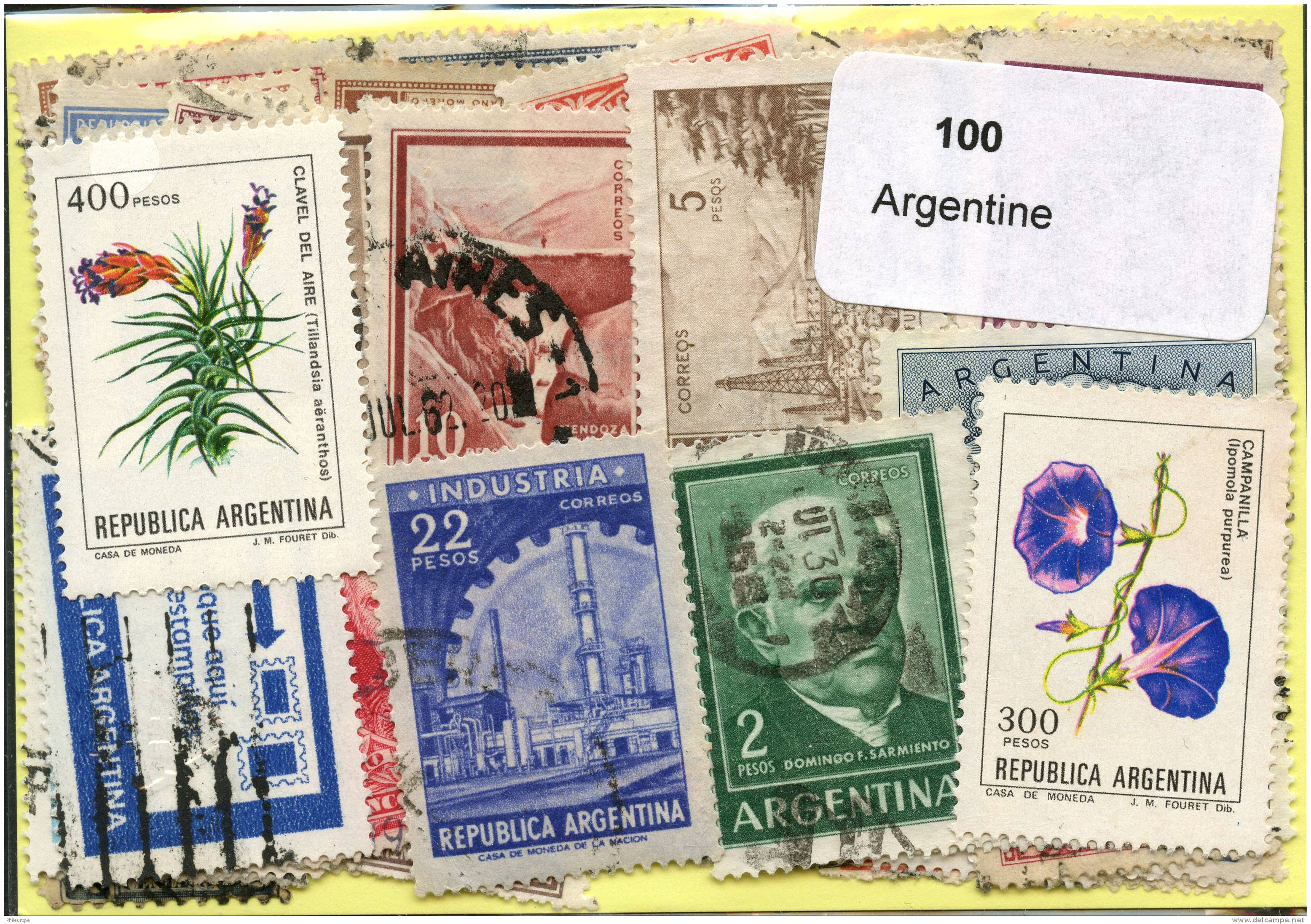 Lot 100 Timbres Argentine - Alla Rinfusa (max 999 Francobolli)