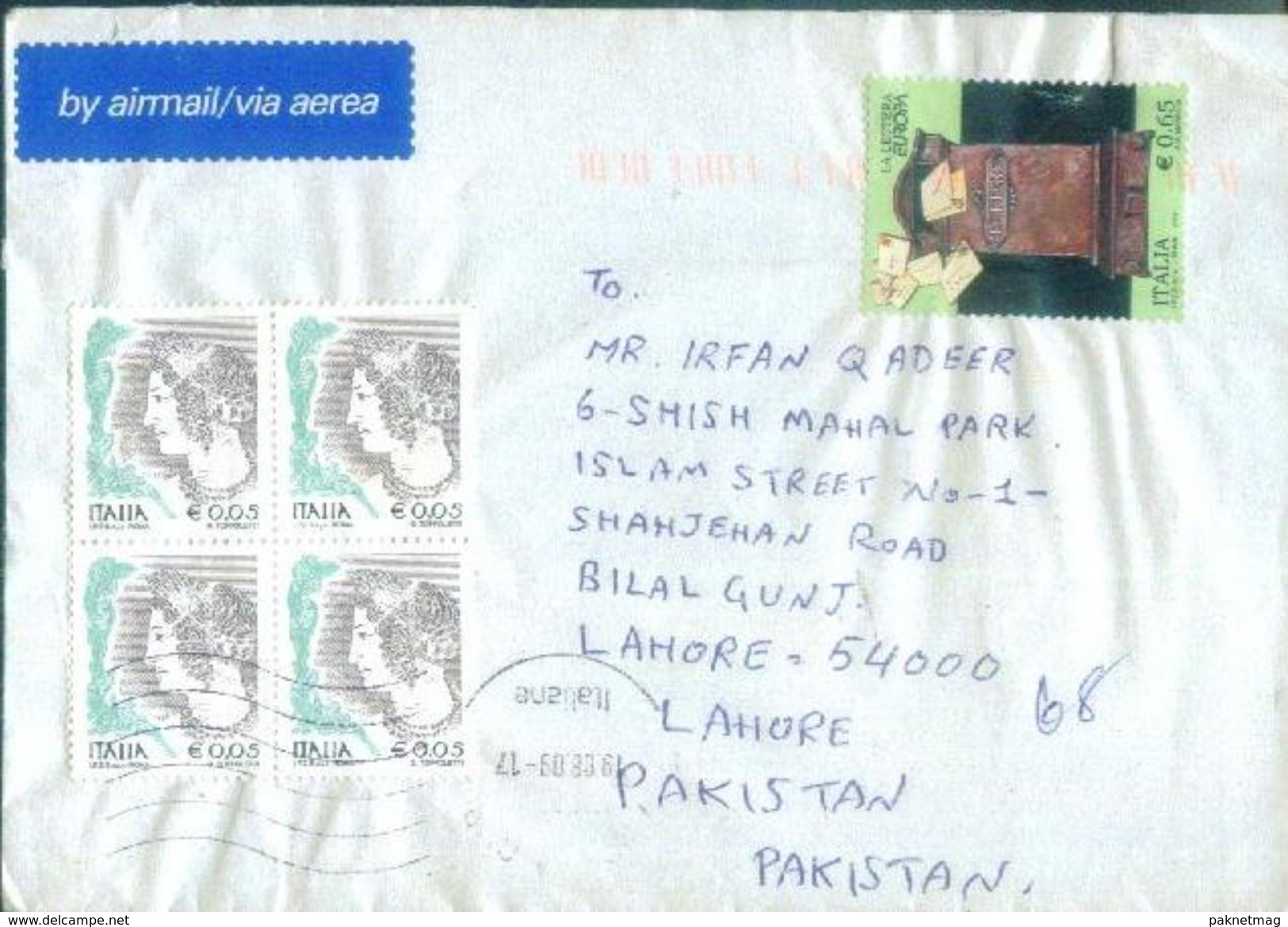 D222- Post From Italy To Pakistan. Letter Box - Unclassified