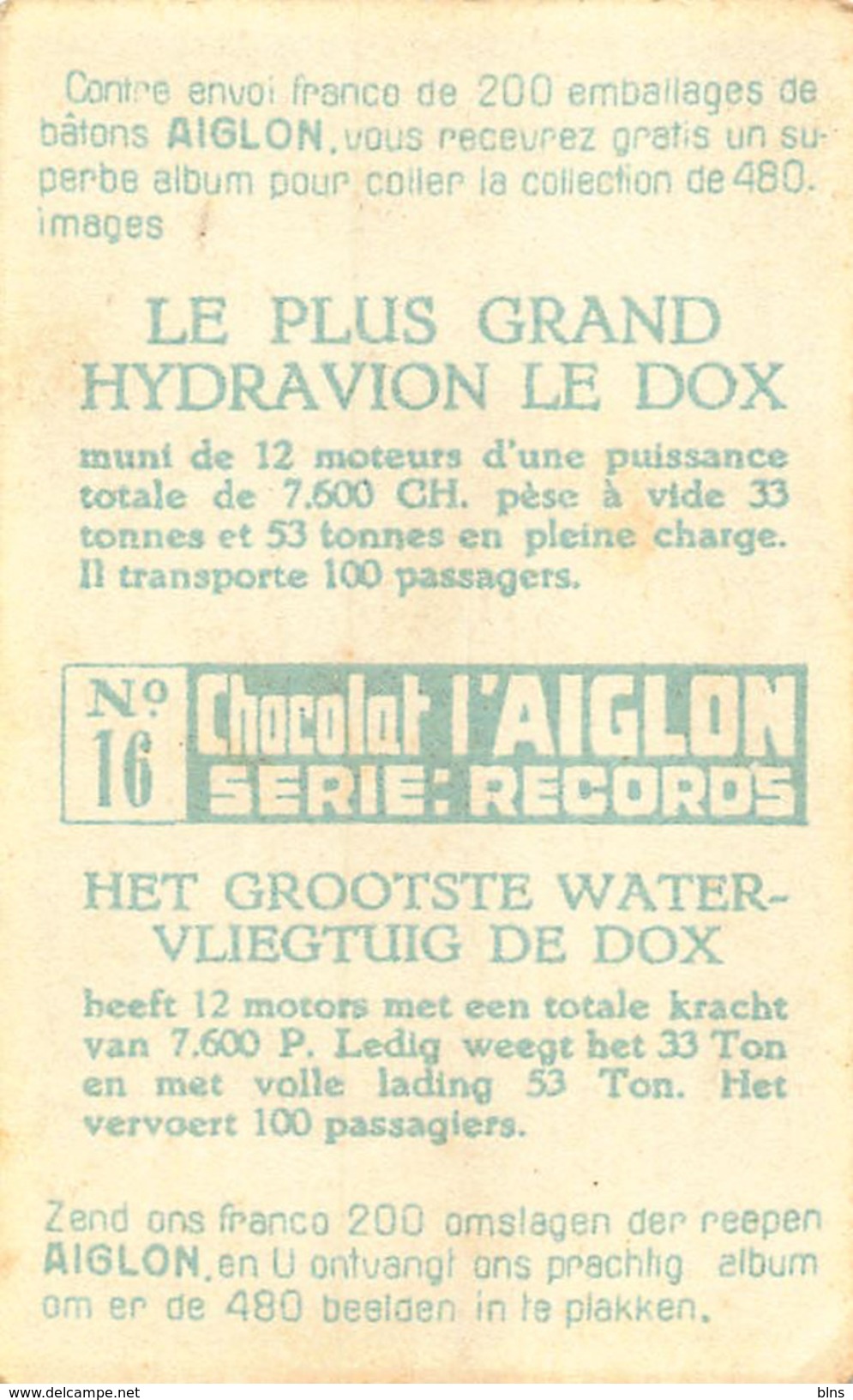 Lot 18 chromos Aiglon - Records