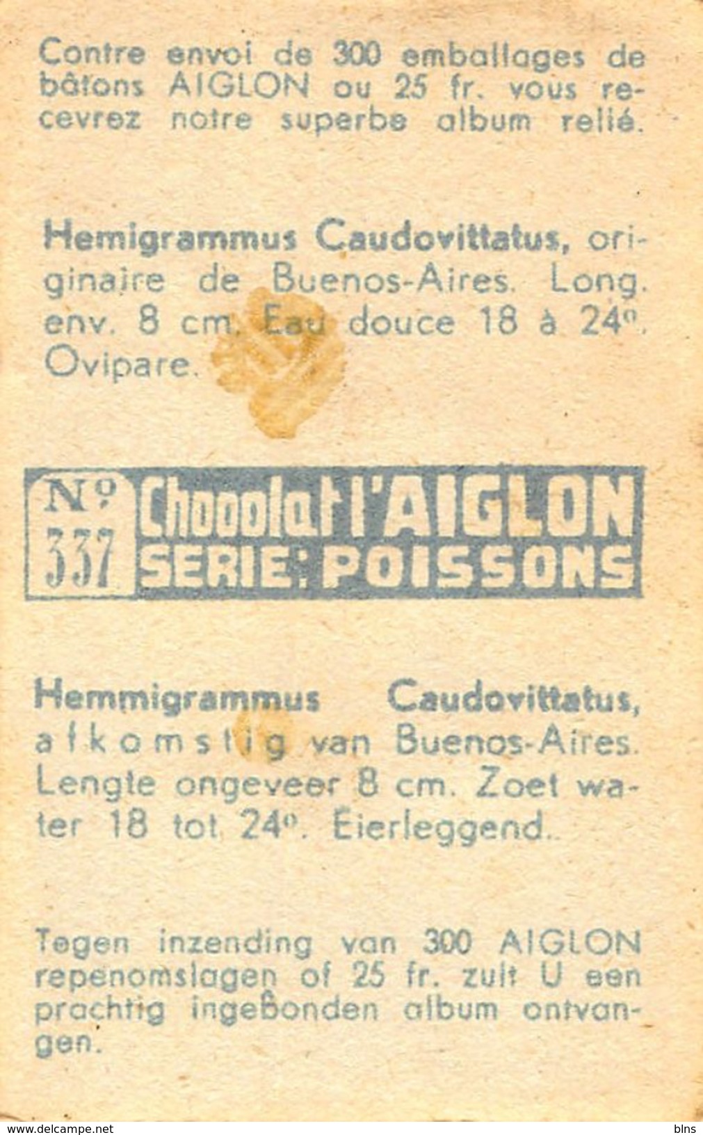 Lot 9 Chromos Aiglon - Poissons - Aiglon