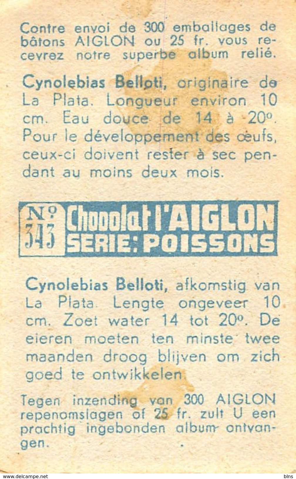 Lot 9 chromos Aiglon - Poissons