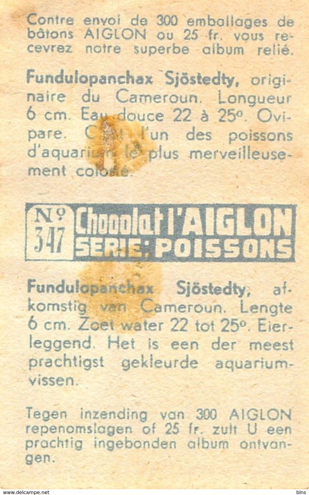 Lot 9 chromos Aiglon - Poissons