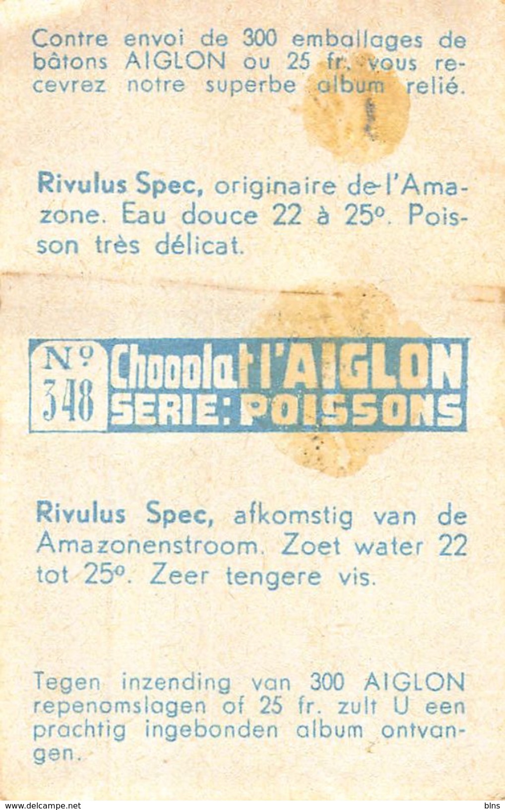Lot 9 chromos Aiglon - Poissons