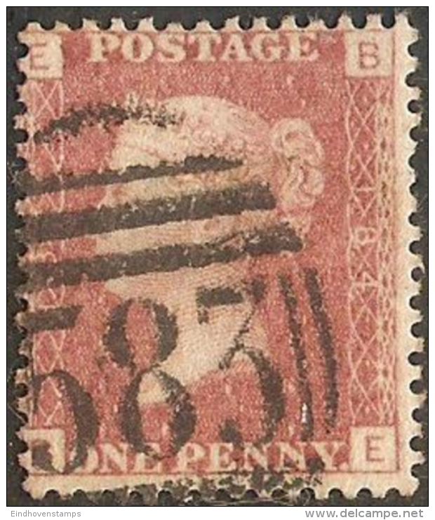 Great Britain 1858 1 D Red, Plate 184 Alph. BE Cancel 583 Nottingham - Gebraucht