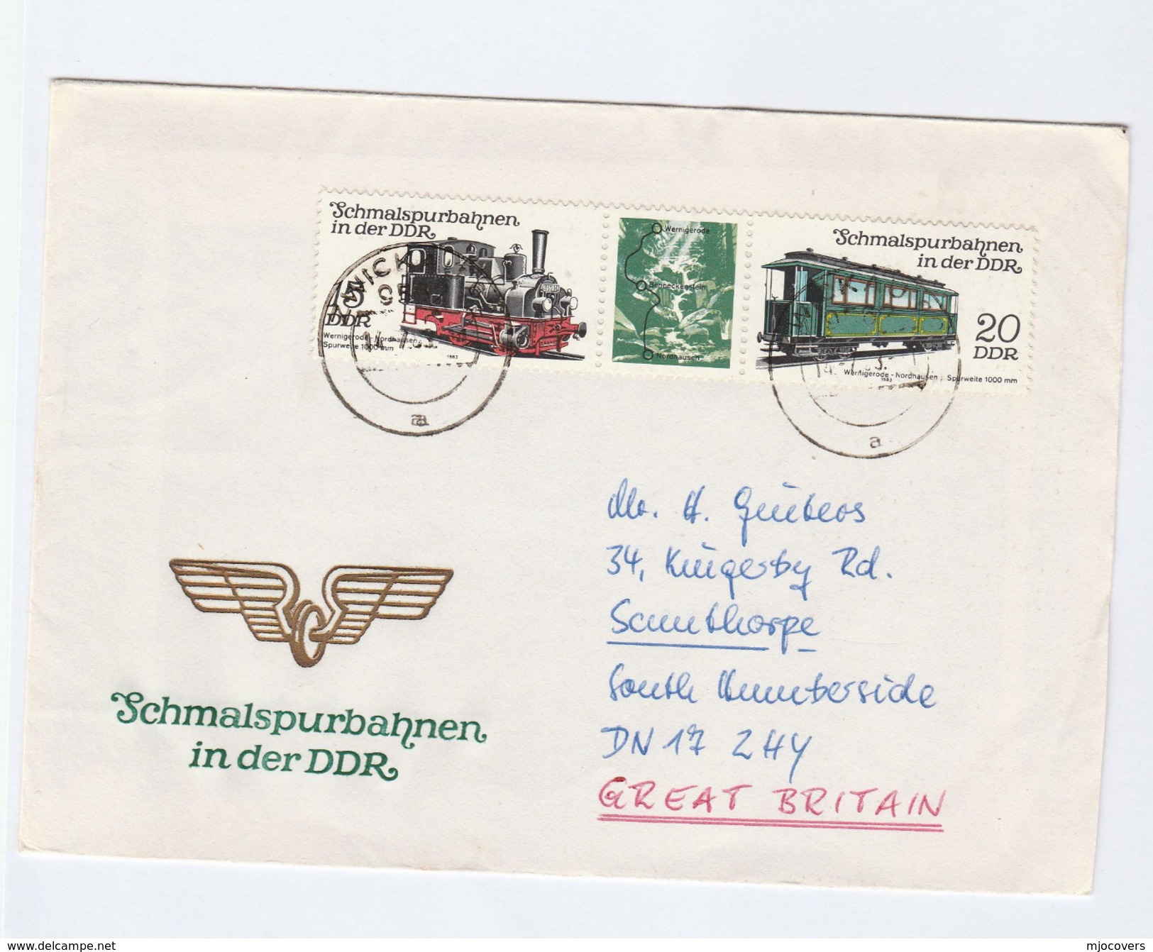 1983 EAST GERMANY COVER Stamps STEAM TRAIN Railway Ddr - Trenes