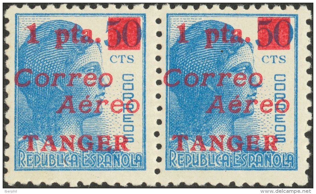 ** NE13/15hcc(2) 1940. T&aacute;nger. 1 Pts Sobre 40 Cts, 1 Pts Sobre 45 Cts Y 1&acute;50 Pts Sobre 50 Cts, En Parejas. - Maroc Espagnol