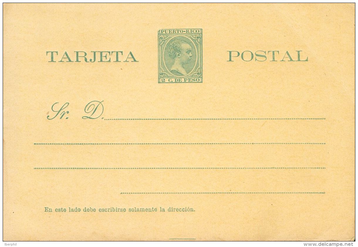 (*) EP7/8 1896. Puerto Rico. Entero Postal. 2 Ctvos Verde Y 3 Ctvos Casta&ntilde;o Rojo, Sobre Tarjetas Entero Postales. - Puerto Rico