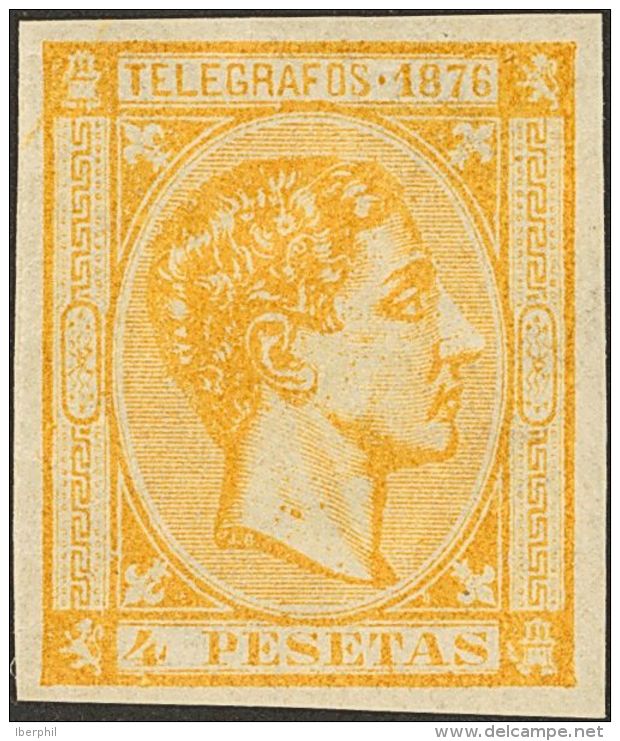 * 11s, 12s 1876. Puerto Rico. Tel&eacute;grafos. 2 Pts Azul Y 4 Pts Amarillo. SIN DENTAR. MAGNIFICOS. (Edifil 2013: 90&e - Puerto Rico