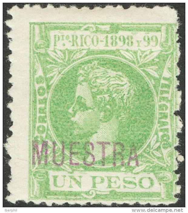 * 130/48M 1898. Puerto Rico. Serie Completa, A Falta Del 2 Pesos. MUESTRA. MAGNIFICA. (Edifil 2013: 570&euro;) - Puerto Rico