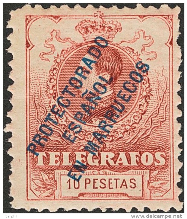 * 1/8N 1916. Marruecos. Tel&eacute;grafos. Serie Completa, A Falta Del 15 Cts. N&ordm;A000.000. MAGNIFICA Y RARA. (Edifi - Spanish Morocco