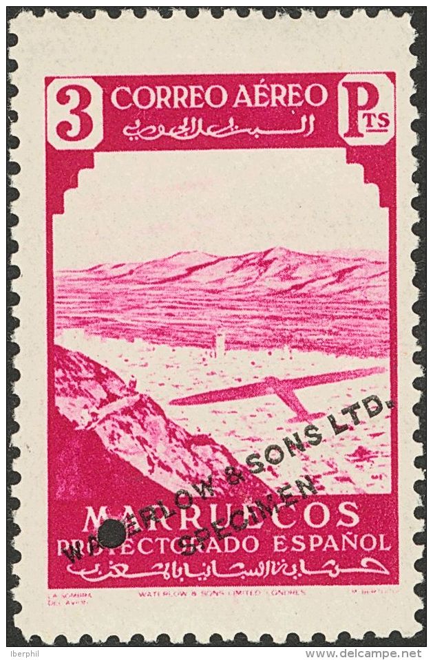 * 186/95M 1938. Marruecos. Serie Completa. Sobrecarga WATERLOW AND SONS LTD / SPECIMEN Y TALADRO. MAGNIFICA Y RARA. (Edi - Maroc Espagnol