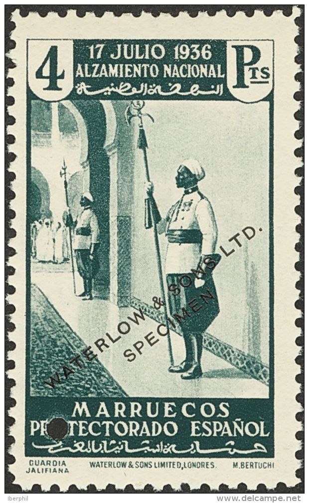 **/* 170/85M 1937. Marruecos. Serie Completa, Quince Valores, A Falta Del 1 Cts Amarillo. Sobrecarga WATERLOW AND SONS L - Maroc Espagnol