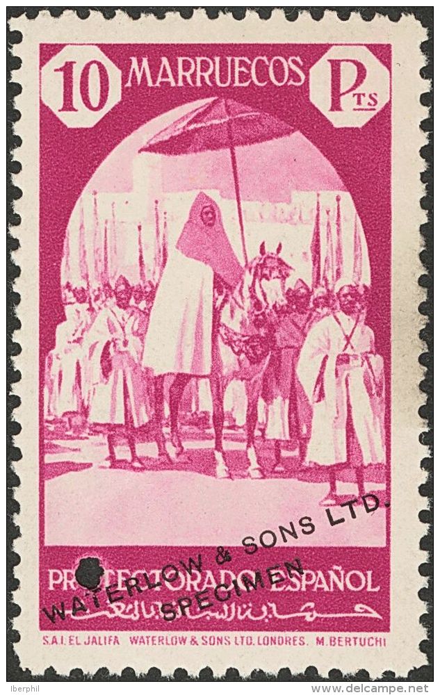 ** 148/60Ma 1935. Marruecos. Serie Completa, A Falta Del 30 Cts. Sobrecarga WATERLOW AND SONS LTD / SPECIMEN Y TALADRO. - Maroc Espagnol