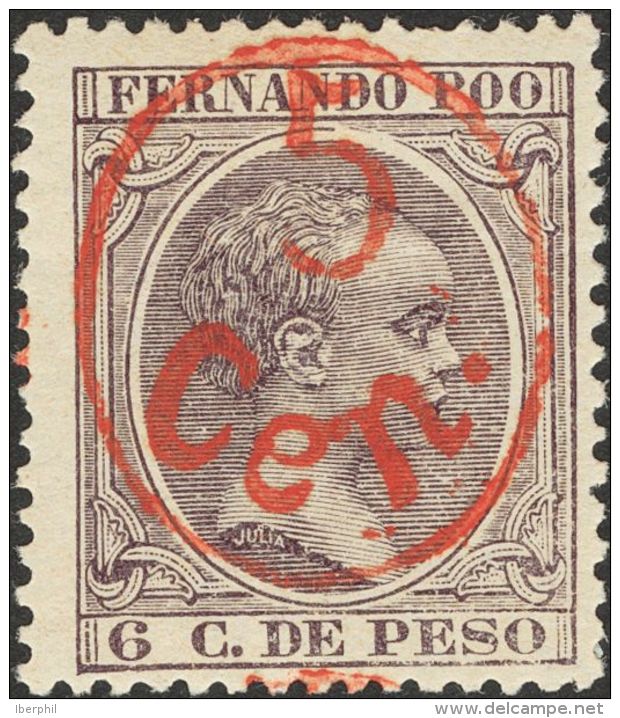 * 40C 1896. Fernando Poo. 5 Cts Sobre 6 Ctvos Violeta. MAGNIFICO. - Fernando Poo