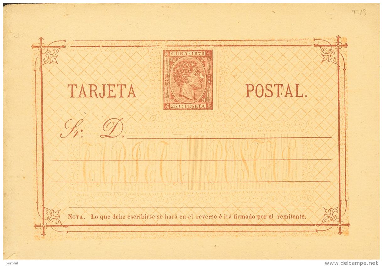 * EP2 1879. Cuba. Entero Postal. 25 Cts Casta&ntilde;o Sobre Entero Postal. MAGNIFICA. (Edifil 2017: 36&euro;) - Cuba (1874-1898)