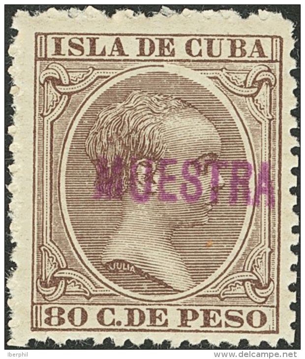 ** 152, 153 1896. Cuba. 40 Cts Casta&ntilde;o Amarillo Y 80 Cts Casta&ntilde;o Violeta. MUESTRA. MAGNIFICOS Y RAROS. - Cuba (1874-1898)