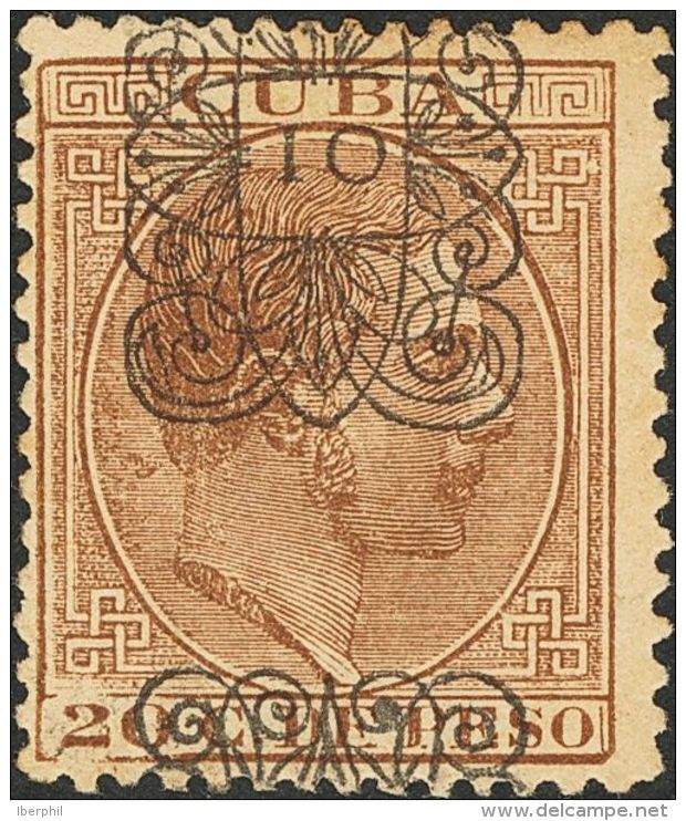 * 76he 1883. Cuba. 10 Cts Sobre 20 Cts Casta&ntilde;o. Variedad "10" EN LUGAR DE "20" Y SOBRECARGA DESPLAZADA, Mostrando - Cuba (1874-1898)