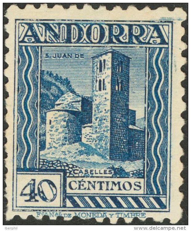 (*) 22dN 1931. Andorra. 40 Cts Azul. N&ordm;A000.000. MAGNIFICO Y RARO. (Edifil 2013: 455&euro;) - Autres & Non Classés