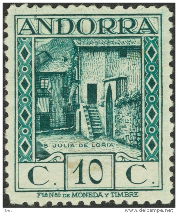 (*) 17cc 1929. Andorra. 10 Cts Azul Verdoso. CAMBIO DE COLOR. MAGNIFICO Y RARISIMO. (Edifil 2013: 970&euro;) - Sonstige & Ohne Zuordnung