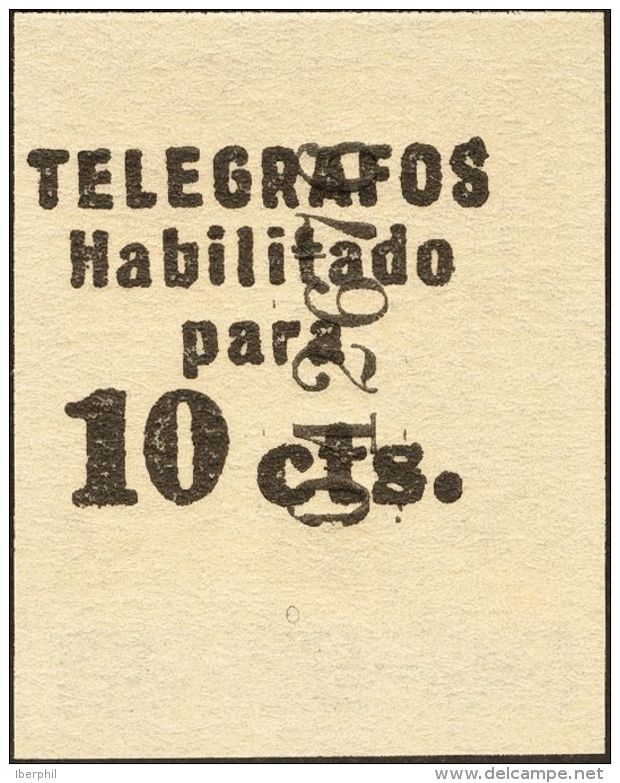 (*) 9hrs 1936. Barcelona. Tel&eacute;grafos. 10 Cts Casta&ntilde;o. SOBRECARGA AL DORSO Y SIN DENTAR. MAGNIFICO. (Edifil - Barcelona