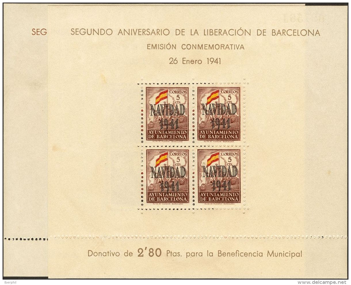 ** 31/32 1941. Barcelona. Hojas Bloque. MAGNIFICAS. (Edifil 2013: 78&euro;) - Barcelona