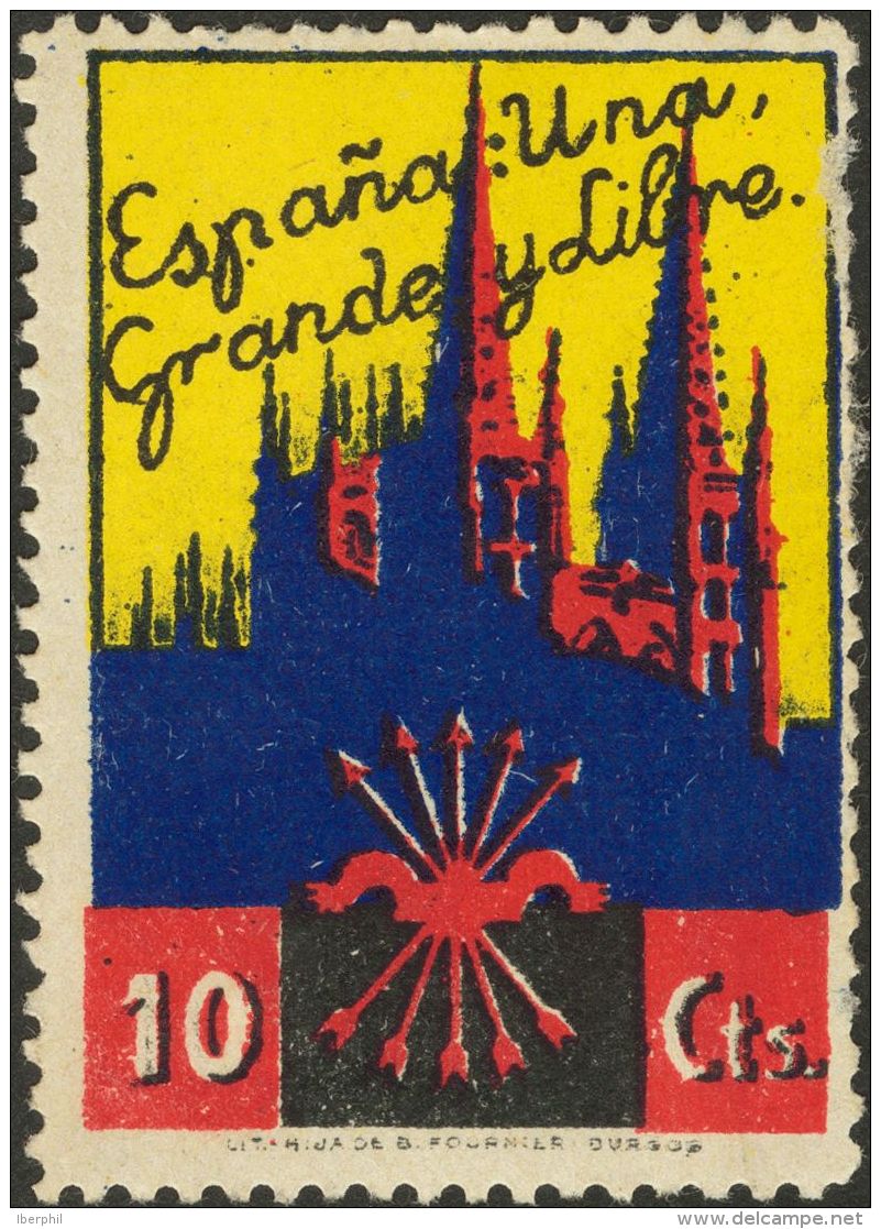 *  1936. Espa&ntilde;a. Locales. 10 Cts Multicolor (Arco De Santa Mar&iacute;a, Burgos) Y 10 Cts Multicolor (Catedral De - Nationalist Issues