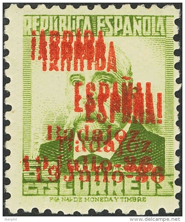 * 13/14hh, 16he 1936. Emisiones Locales Patri&oacute;ticas. Badajoz. 25 Cts, 30 Cts, 50 Cts (no Catalogado) Y 60 Cts (so - Nationalist Issues