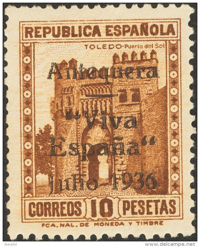 * 1/18 1936. Emisiones Locales Patri&oacute;ticas. Antequera. Serie Completa (manchitas Del Tiempo, Sin Importancia). BO - Nationalist Issues