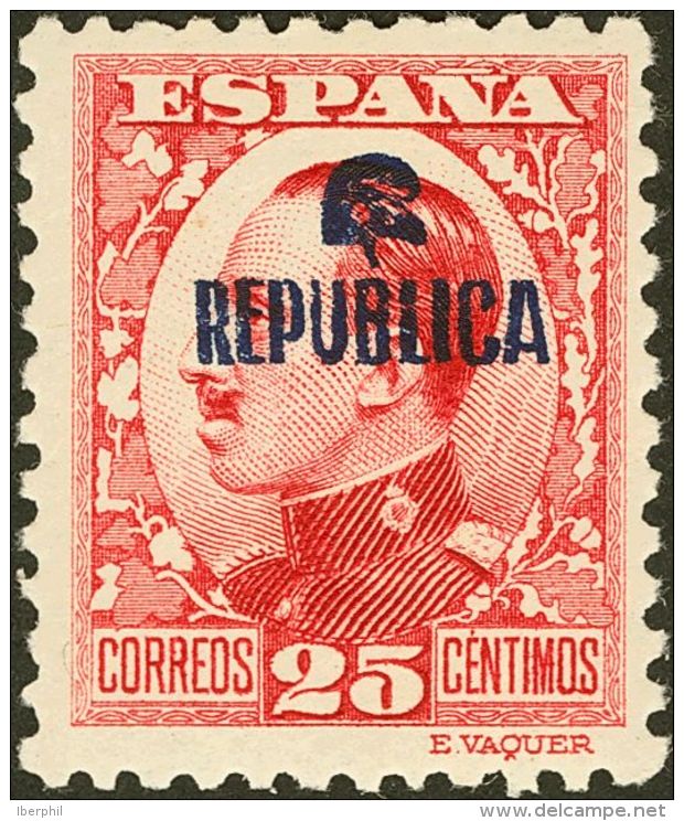 * 18 1931. Emisiones Locales Republicanas. Tolosa. 25 Cts Carm&iacute;n. MAGNIFICO Y RARO. - Republikeinse Uitgaven