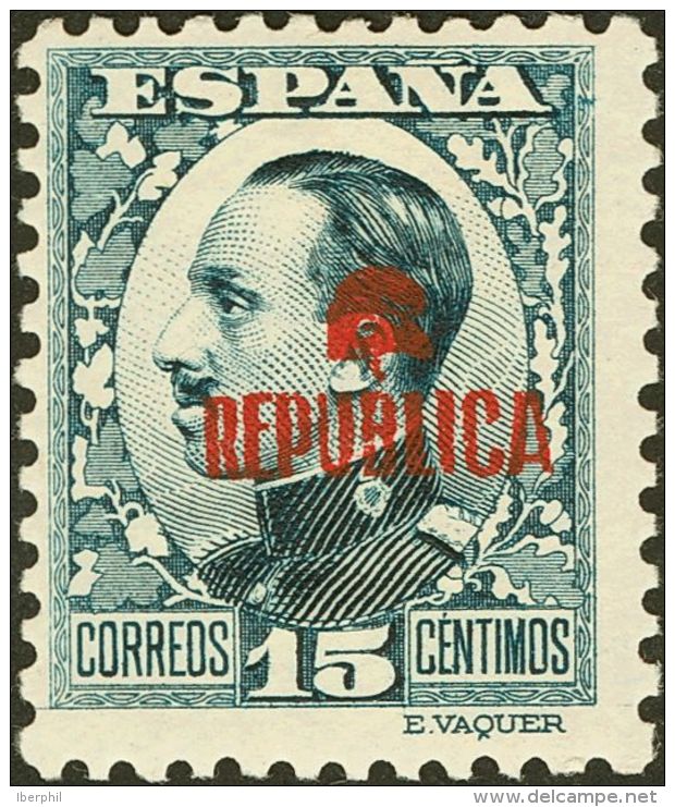 * 15 1931. Emisiones Locales Republicanas. Tolosa. 15 Cts Gris Azul. MAGNIFICO Y RARO. - Republikeinse Uitgaven