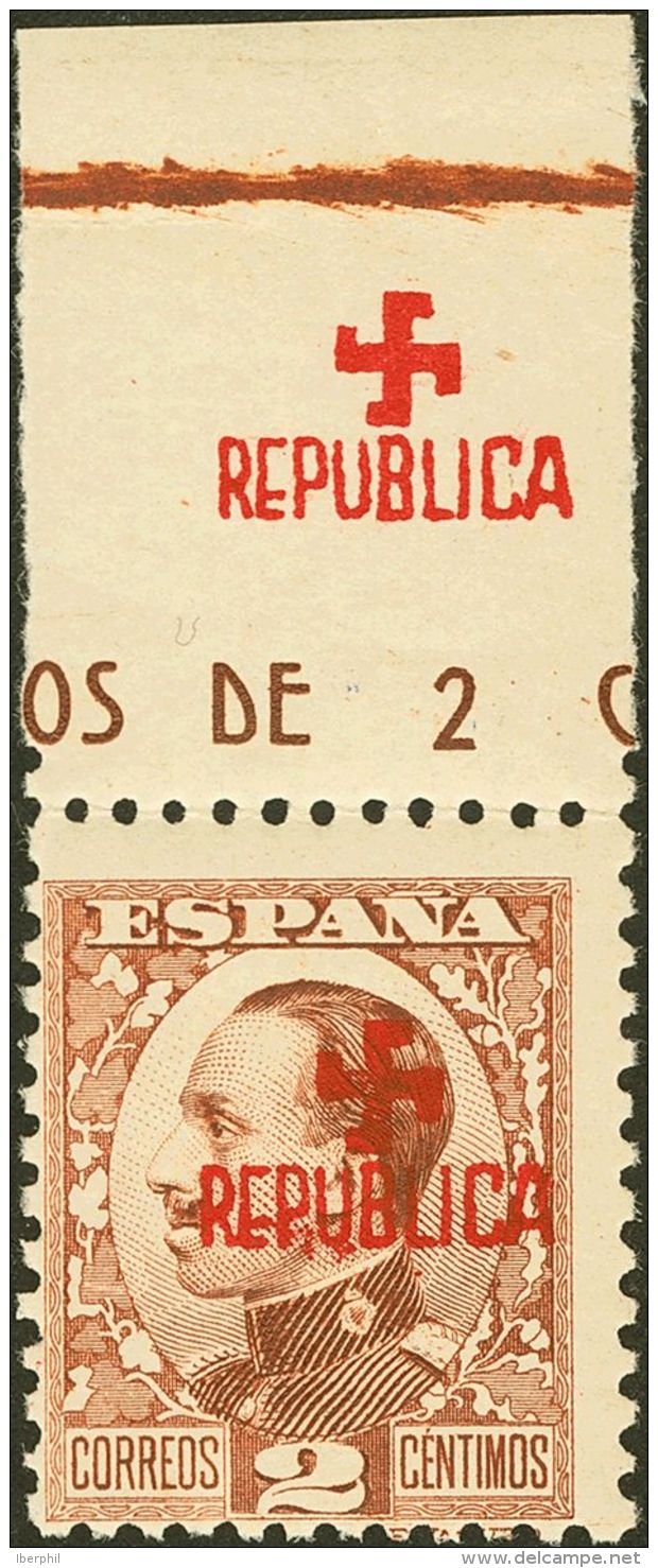 * 1 1931. Emisiones Locales Republicanas. Tolosa. 2 Cts Casta&ntilde;o, Borde De Hoja Superior. MAGNIFICO Y RARO. - Republikeinse Uitgaven