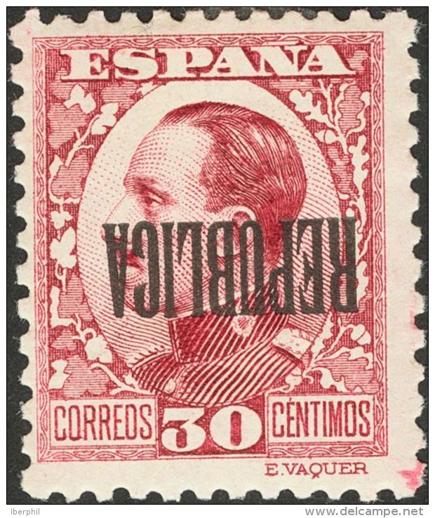 * 5/13hi 1931. Emisiones Locales Republicanas. Barcelona. Serie Completa, Cinco Valores. SOBRECARGA INVERTIDA. MAGNIFICA - Republikeinse Uitgaven