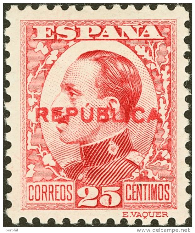 * 7hcc 1931. Emisiones Locales Republicanas. Almer&iacute;a. 25 Cts Carm&iacute;n. CAMBIO DE COLOR, En La Sobrecarga. MA - Emissions Républicaines