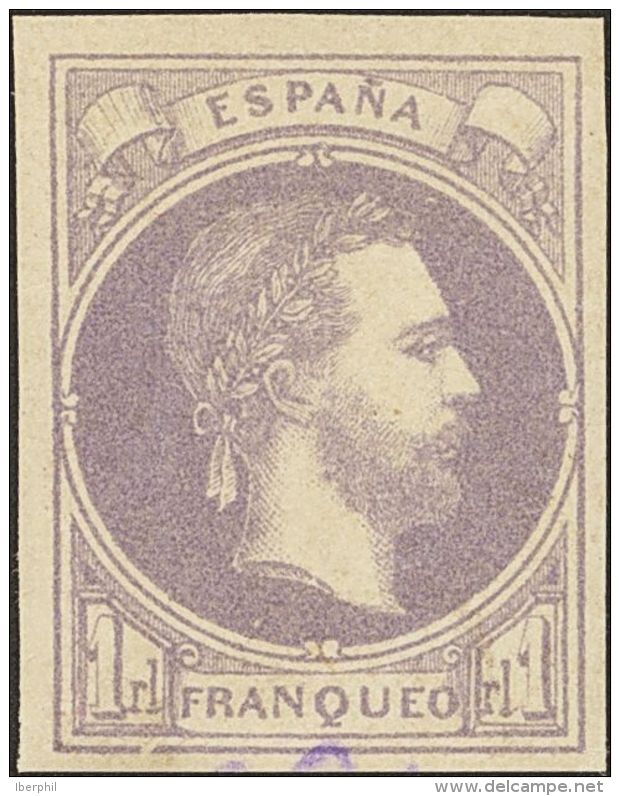 (*) 158 1874. Espa&ntilde;a. 1 Real Violeta (manchita De Tinta En El Margen Inferior). BONITO. (Edifil 2017: 415&euro;) - Carlists