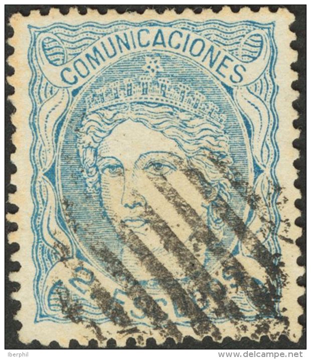 &ordm; 112 1870. Espa&ntilde;a. 2 Escudos Azul. Excelente Centraje Y Color Intenso. PIEZA DE LUJO. (Edifil 2017: 840&eur - Autres & Non Classés