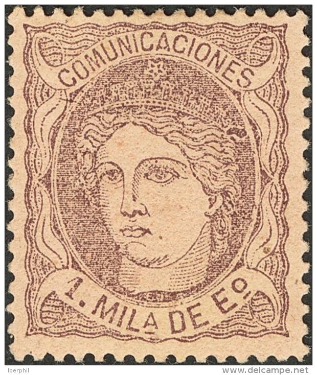 * 102 1870. Espa&ntilde;a. 1 Mils Violeta. PIEZA DE LUJO. - Otros & Sin Clasificación