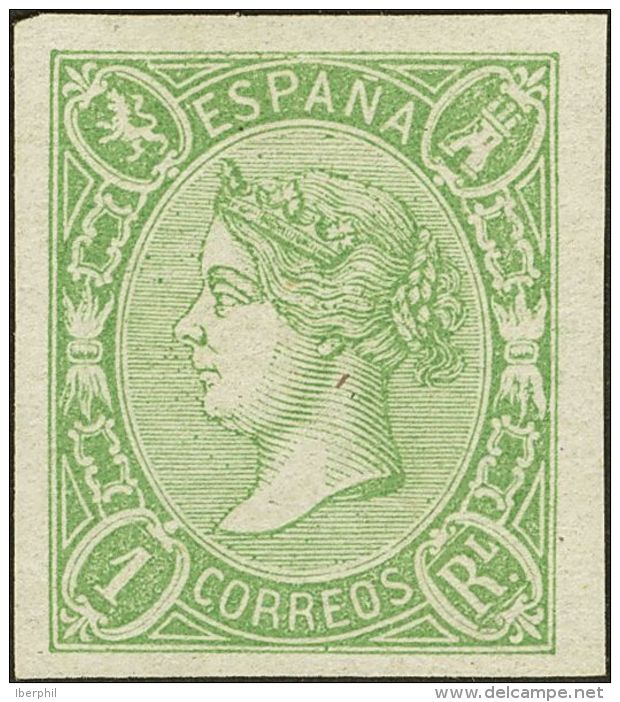 (*) 72 1865. Espa&ntilde;a. 1 Real Verde. Espectaculares M&aacute;rgenes Y Color Muy Intenso. PIEZA DE LUJO. Cert. COMEX - Other & Unclassified
