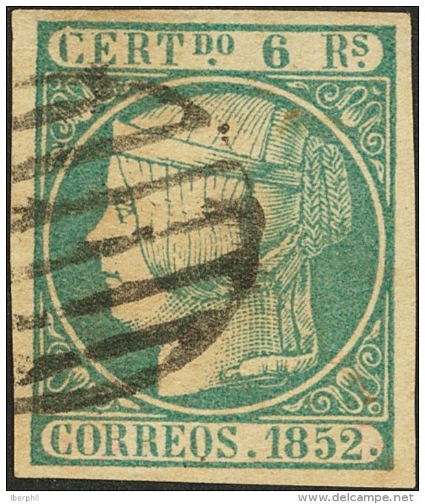 &ordm; 16 1852. Espa&ntilde;a. 6 Reales Azul. M&aacute;rgenes Enormes. PIEZA DE LUJO. (Edifil 2015: 725&euro;) - Other & Unclassified