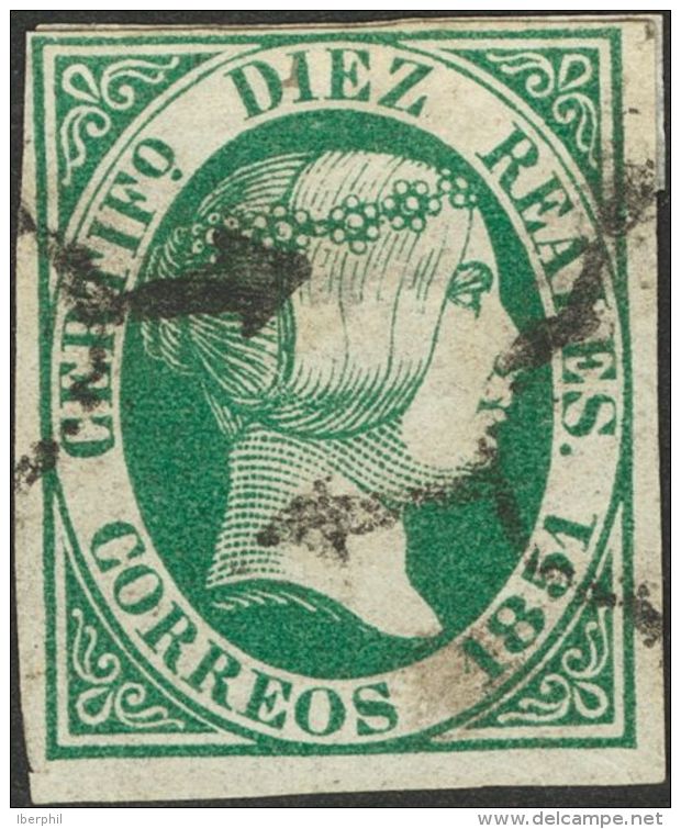 &ordm; 7, 9, 11 1851. Espa&ntilde;a. 12 Cuartos Lila, 5 Reales Rosa Y 10 Reales Verde. Calidades Diversas. A EXAMINAR. ( - Other & Unclassified