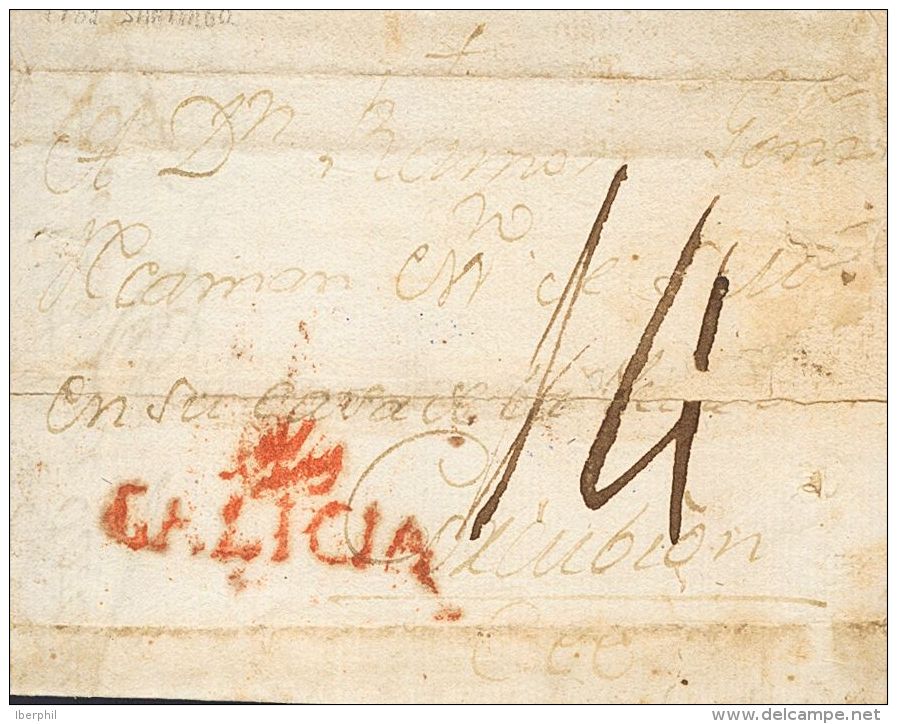 Sobre  1781. Prefilatelia. Galicia. SANTIAGO DE COMPOSTELA A CORCUBION (reforzada Con Papel De &eacute;poca). Marca GALI - ...-1850 Prephilately