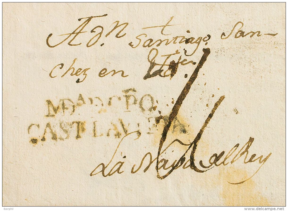 Sobre  1800. Prefilatelia. Castilla Y Le&oacute;n. MEDINA DEL CAMPO A NAVA DEL REY. Marca MDA DE CPO / CASTL. LA. VIEJA - ...-1850 Prephilately