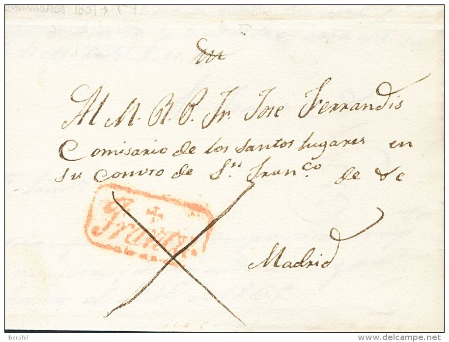 Sobre  1833. Prefilatelia. Castilla Y Le&oacute;n. SALAMANCA A MADRID. Marca + / FRANCA, De Salamanca (P.E.12) Edici&oac - ...-1850 Prephilately