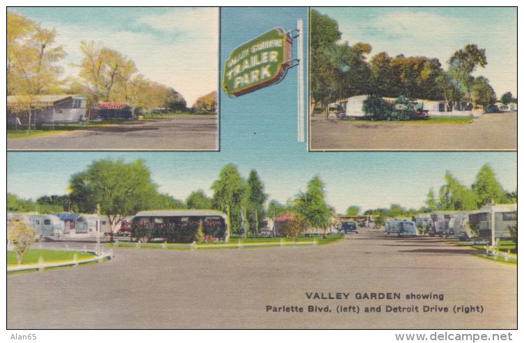 Phoenix Arizona, Valley Gardens Trailer Park, Camping Lifestyle, C1950s Vintage Linen Postcard - Phoenix