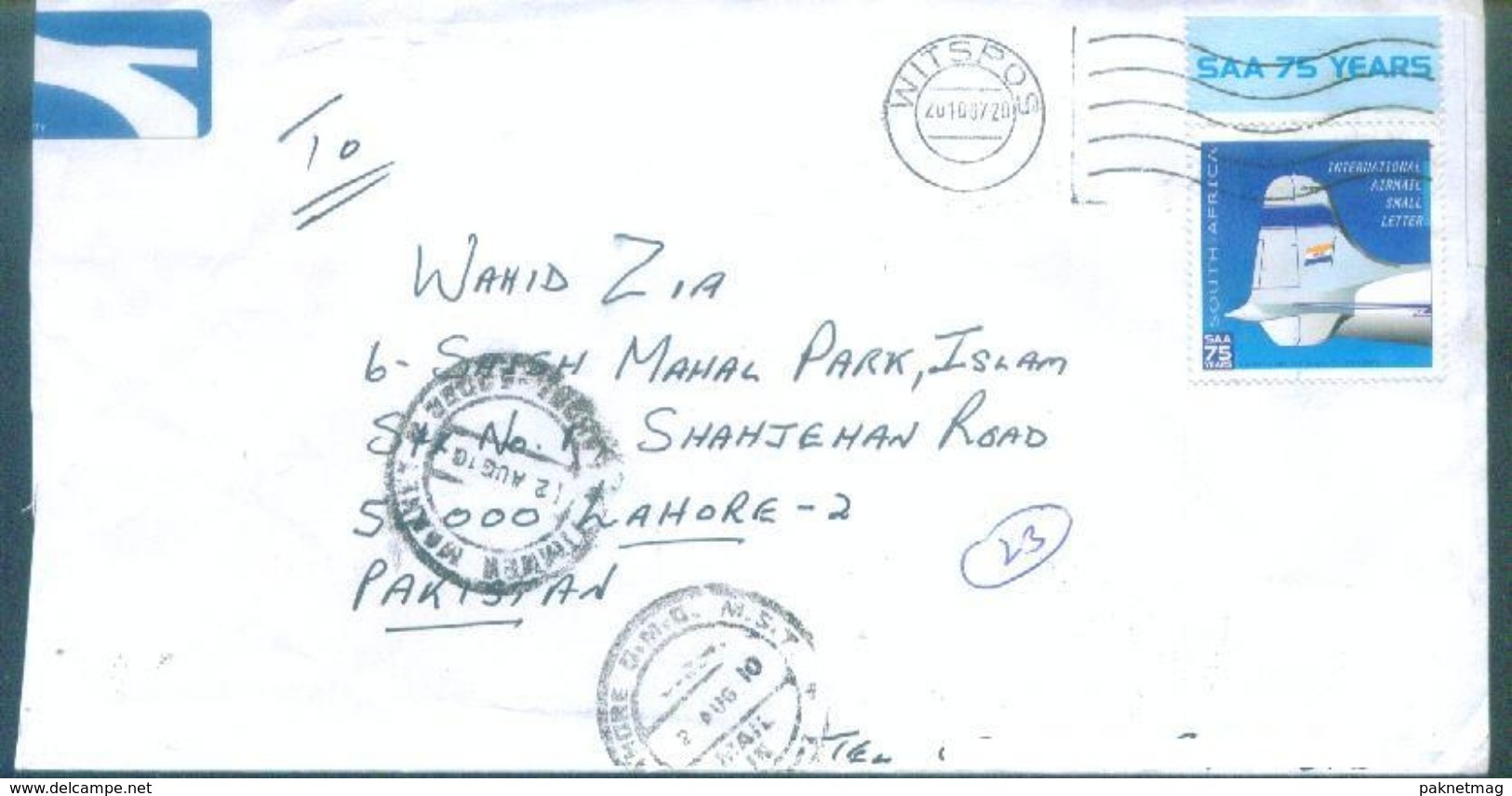 D226- Post From South Africa To Pakistan. Airplanes. Flag. - Other & Unclassified