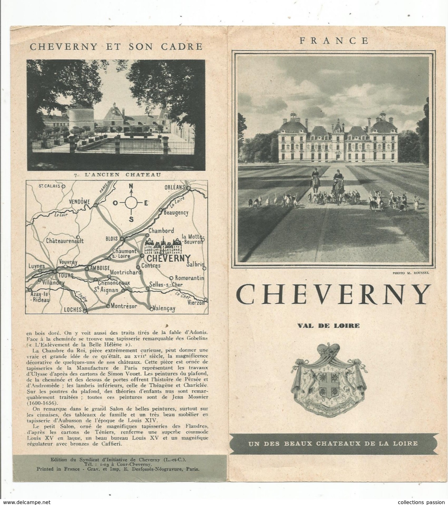 Dépliant Touristique , CHEVERNY Et Son Cadre , 2 SCANS, 4 Pages   , Frais Fr : 1.55 Euros - Dépliants Touristiques