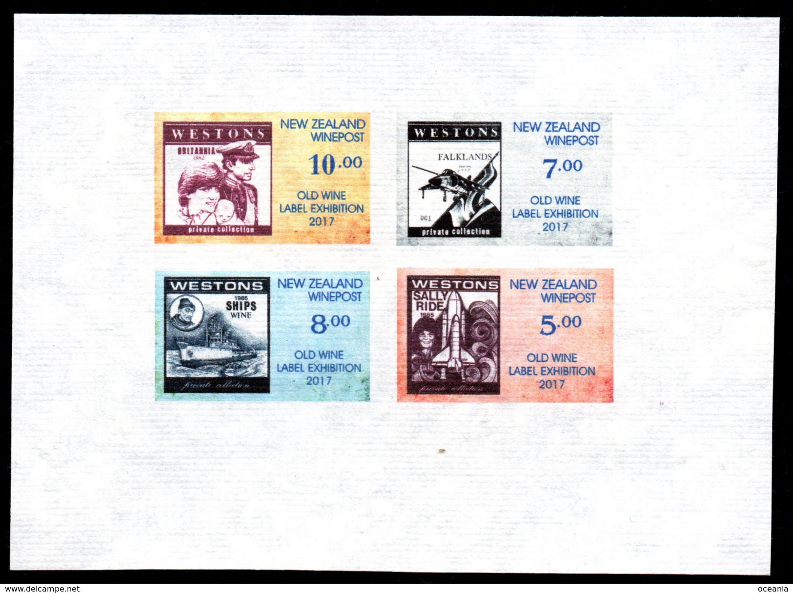 New Zealand Wine Post- Hand Made Paper. Old Wine Wine Labels Stamps. - Other & Unclassified